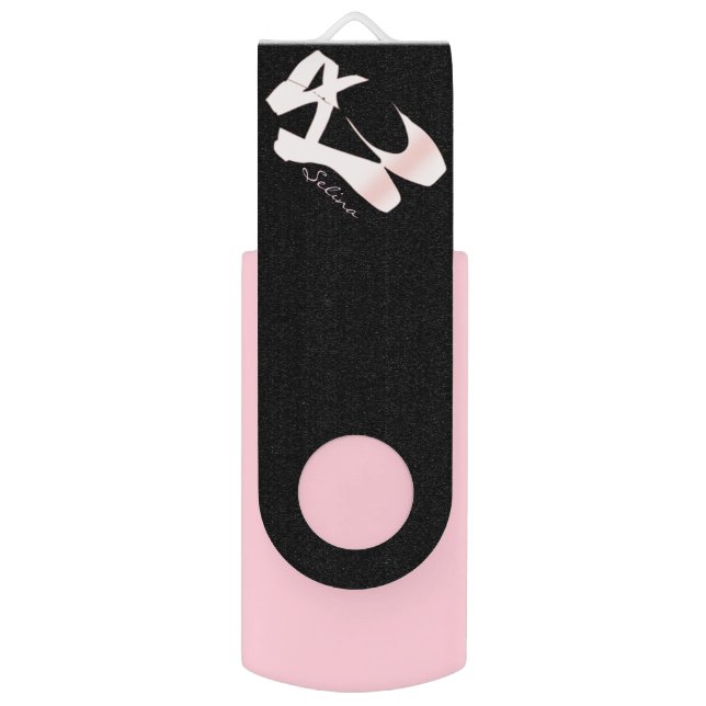 Personalized Soft Gradient Pink Ballet Shoes Flash Drive (Front Vertical)