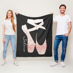Personalized Soft Gradient Pink Ballet Shoes Fleece Blanket