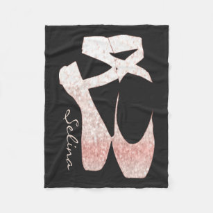 Personalized Soft Gradient Pink Ballet Shoes Fleece Blanket