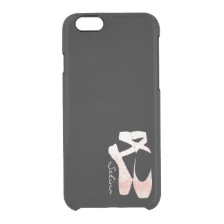 Personalized Soft Gradient Pink Ballet Shoes Clear iPhone 6/6S Case