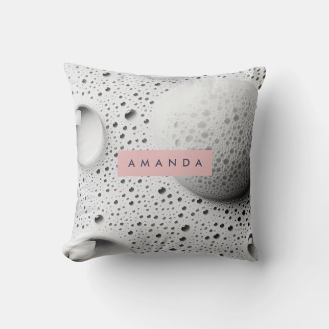 Personalized Soft Gray Bubble Texture Design Throw Pillow (Front)