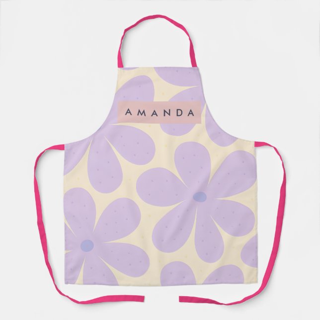Personalized Soft Lavender Daisy Flower  Apron (Front)
