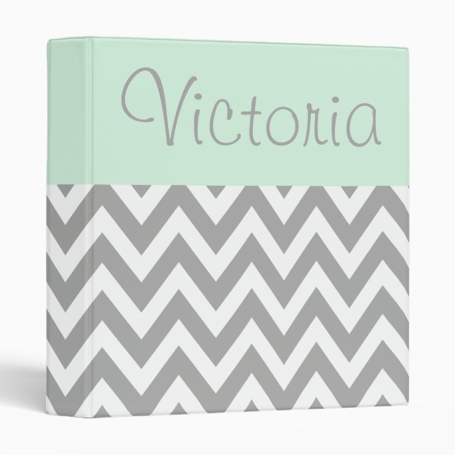 Personalized Soft Mint Gray Binder (Front/Spine)