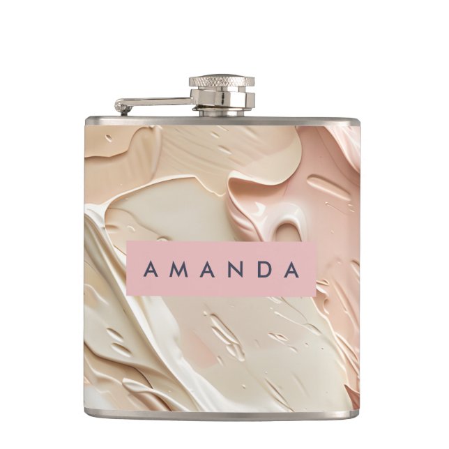 Personalized Soft Neutral Paint Texture  Flask (Front)