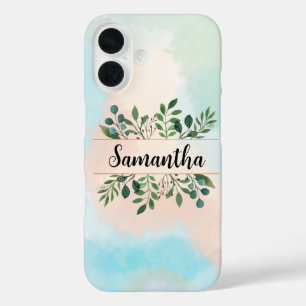 Personalized Soft Pastel Aesthetic Leaves iPhone 16 Case