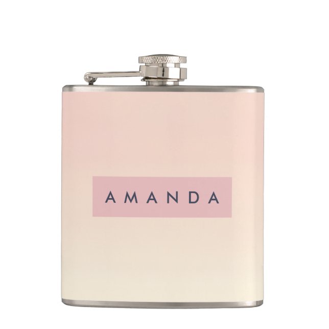 Personalized Soft Pastel Blush Gradient Flask (Front)