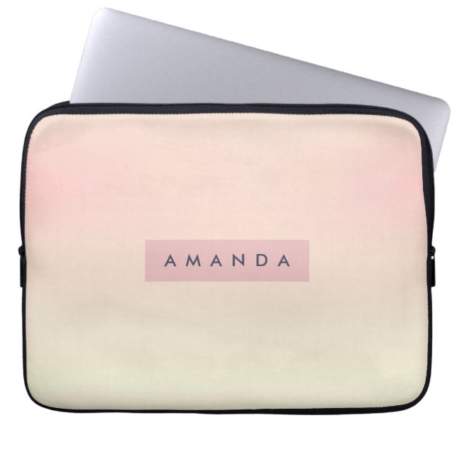 Personalized Soft Pastel Blush Gradient Laptop Sleeve (Front)