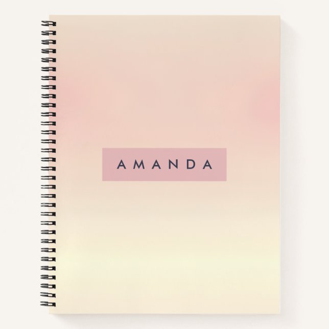 Personalized Soft Pastel Blush Gradient Notebook (Front)