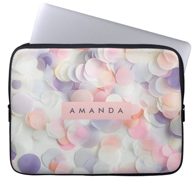 Personalized Soft Pastel Confetti Design Laptop Sleeve (Front)