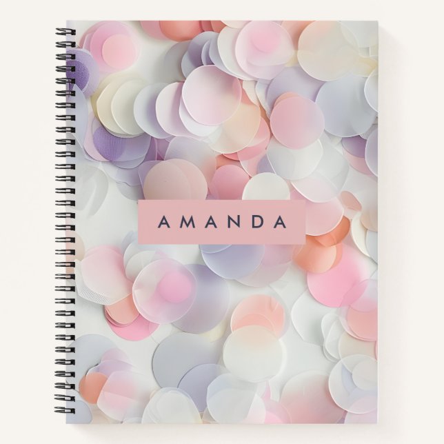 Personalized Soft Pastel Confetti Design Notebook (Front)