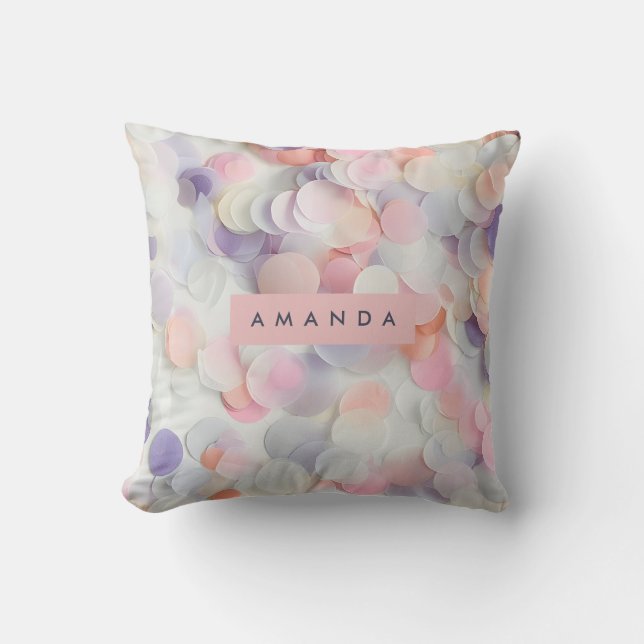 Personalized Soft Pastel Confetti Design Throw Pillow (Front)