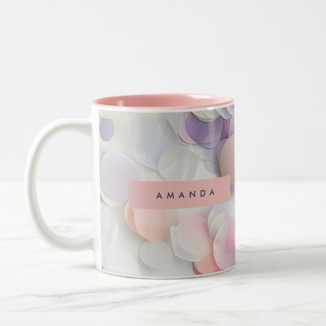 Personalized Soft Pastel Confetti Design Two-Tone Coffee Mug (Left)