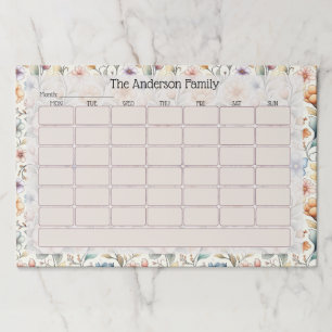 Personalized Soft Pastel Floral Family Planner Pad