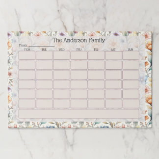 Personalized Soft Pastel Floral Family Planner Pad
