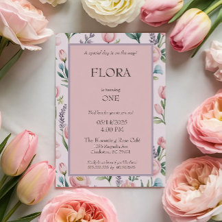 Personalized Soft Pastel Floral Roses & Tulips Invitation
