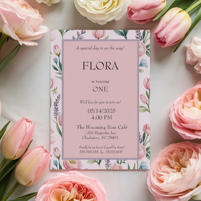Personalized Soft Pastel Floral Roses & Tulips Invitation (Creator Uploaded)