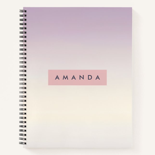 Personalized Soft Pastel Lavender Gradient Notebook (Front)