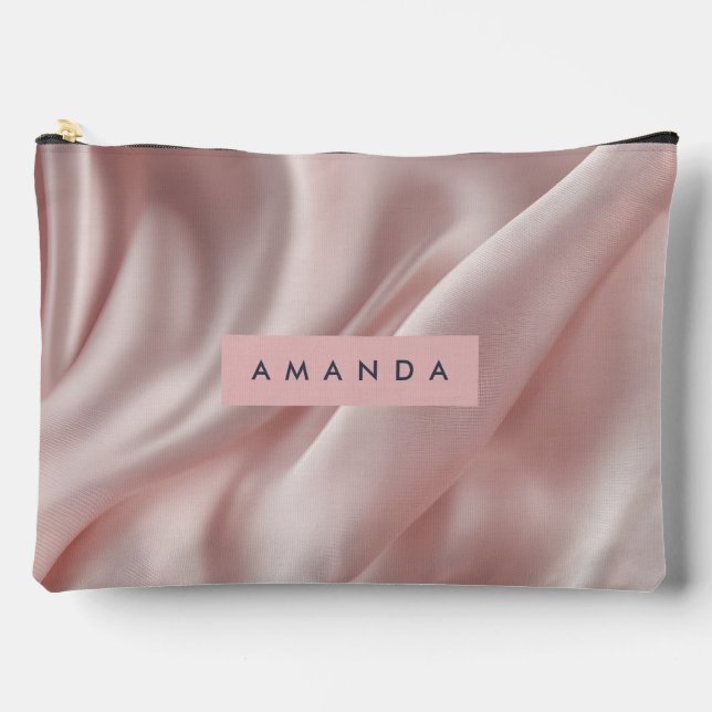 Personalized Soft Pastel Satin Elegance Accessory Pouch (Front)