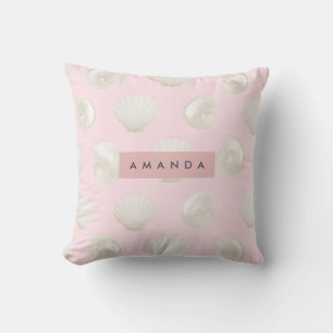 Personalized Soft Pastels Seashell Pattern Throw Pillow