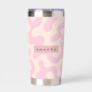 Personalized Soft Pink and Beige Abstract Camo Insulated Tumbler