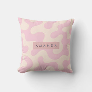 Personalized Soft Pink and Beige Abstract Camo Throw Pillow