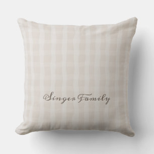 Personalized Soft Pink Dainty Plaid Throw Pillow