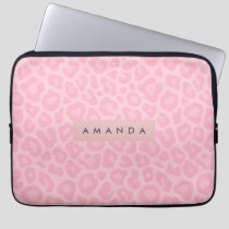 Personalized Soft Pink Leopard Print Laptop Sleeve