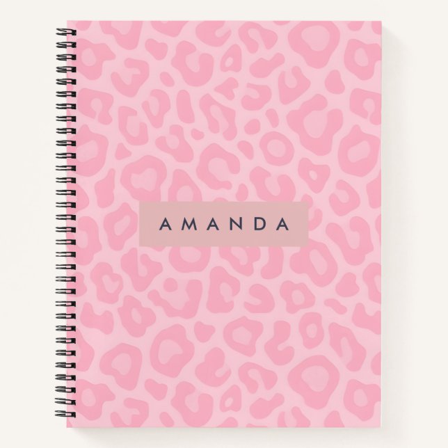 Personalized Soft Pink Leopard Print Notebook (Front)