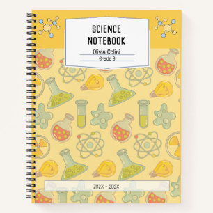 Personalized Soft Yellow Playful Science Notebook