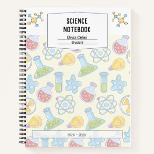 Personalized Soft Yellow Playful Science Notebook