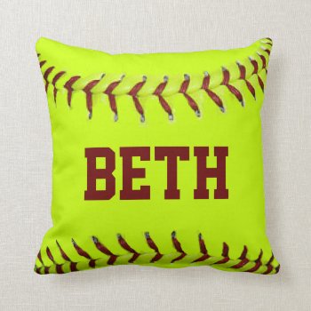 Personalized Softball American Mojo Pillows by Baysideimages at Zazzle