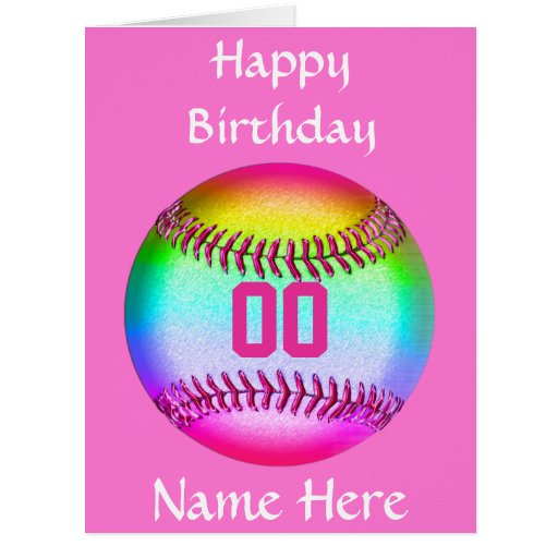 PERSONALIZED Softball Birthday Card, Name, Number | Zazzle