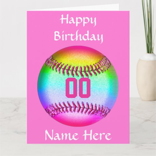 PERSONALIZED Softball Birthday Card Name Number Card