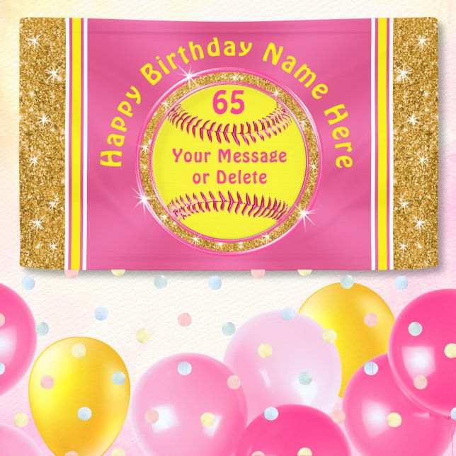 Personalized Softball Birthday Party Decorations Banner (Personalized, Softball Birthday Banner. Softball Birthday Party Ideas. Softball themed party. Decor.)