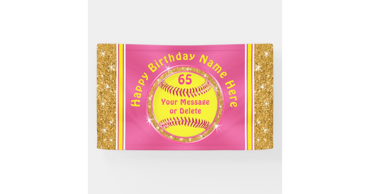 Personalized Softball Birthday Party Decorations Banner | Zazzle.com