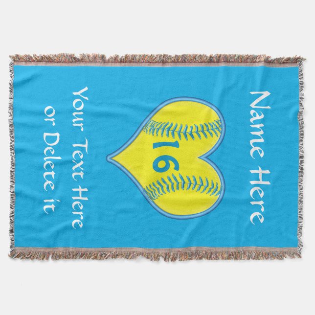 Personalized Softball Blanket with Your Text (Front)