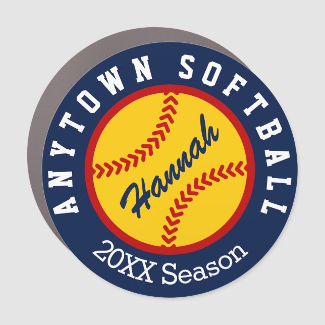 PERSONALIZED Softball Car Magnet (Front)