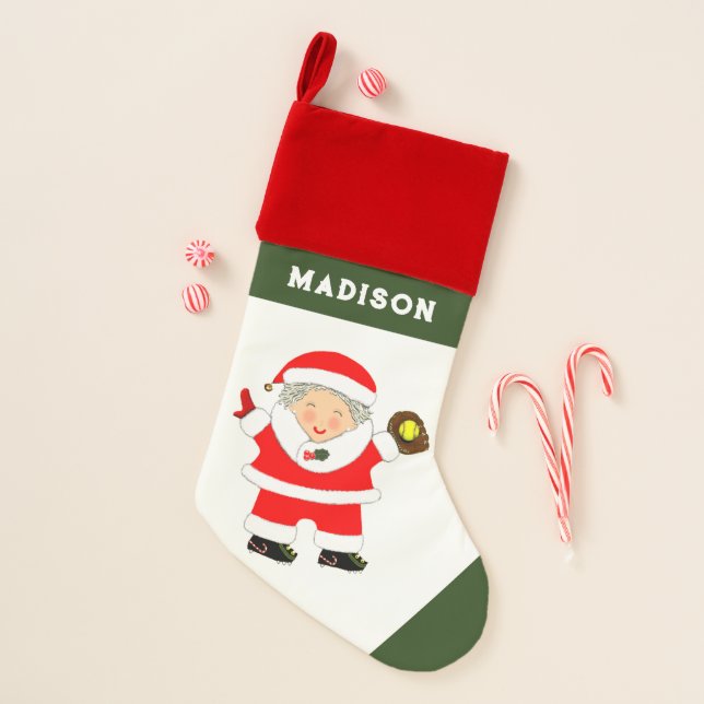 Personalized Softball Christmas Stocking (Front)