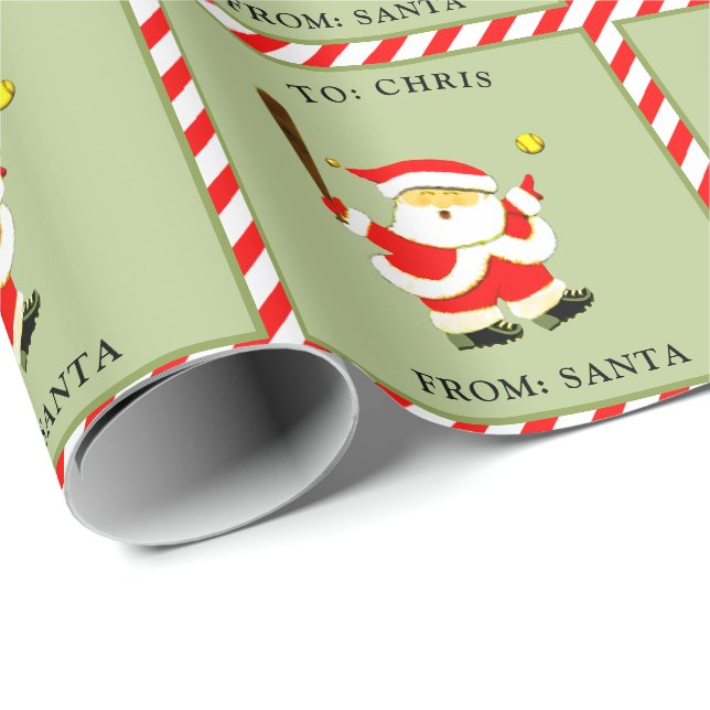 Personalized Softball Christmas Wrapping Paper (Roll Corner)