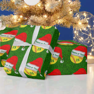 Personalized, Softball Christmas Wrapping Paper