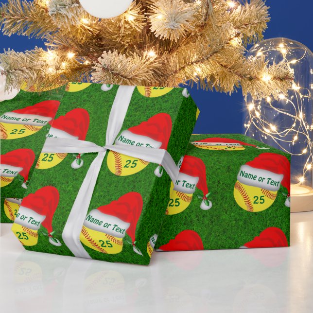 Personalized, Softball Christmas Wrapping Paper (Holidays)