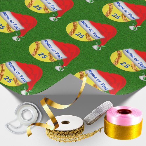 Personalized Softball Christmas Wrapping Paper