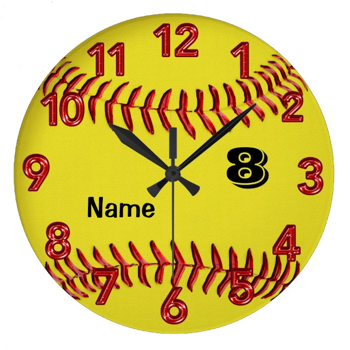 Personalized Softball Clock with NUMBER and NAME