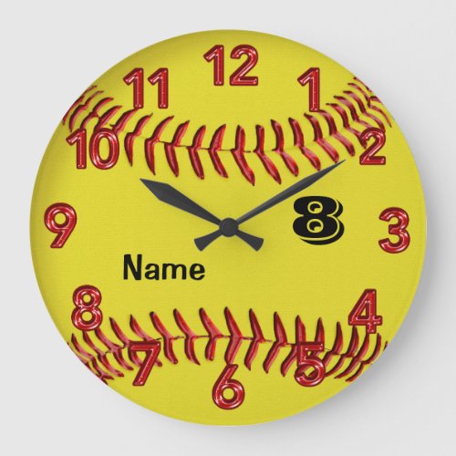 Personalized Softball Clock with NUMBER and NAME