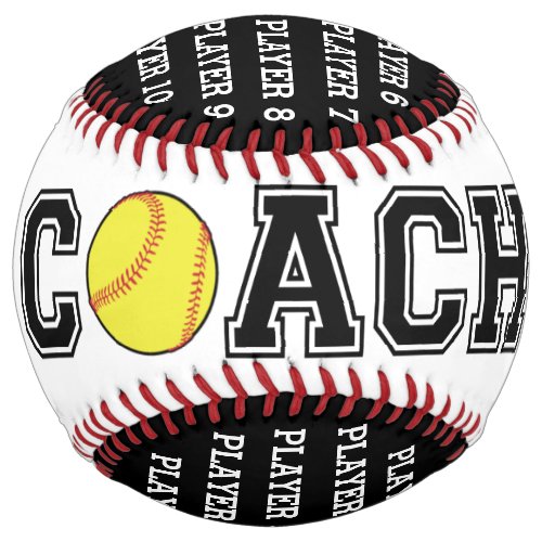 Personalized softball coach ball _ black team