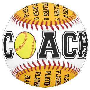 Personalized softball coach ball - gold team