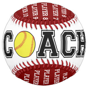 Personalized softball coach ball - maroon team