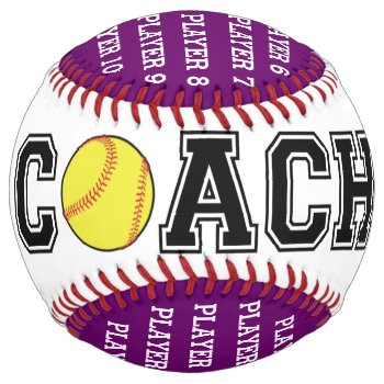 Personalized Softball Coach Ball - Purple Team by Team_Lawrence at Zazzle