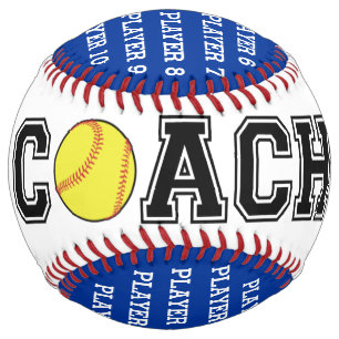 Personalized softball coach ball - royal blue team
