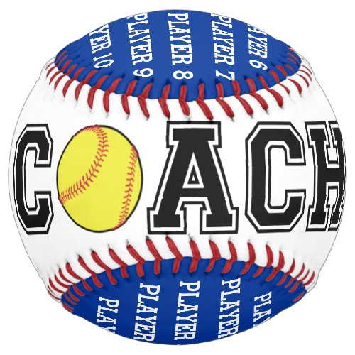 Personalized softball coach ball _ royal blue team